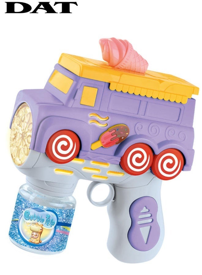 DAT Ice Cream Truck Electric Bubble Gun | One-Click Bubble Production + Light & Sound | 14 x 18 cm | Green/Violet | Outdoor Bubble Maker Toy for Kids Parties - Image 1
