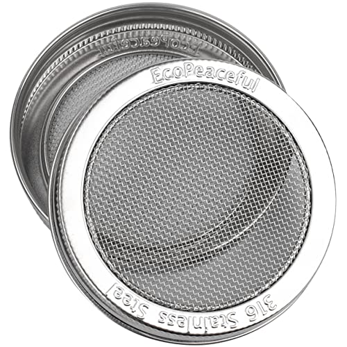EcoPeaceful 2 Pack ONE-PIECE 316 Surgical Stainless Steel Sprouting Lids for Wide Mouth Mason Jar (Ball Kerr) - One-Piece- Strainer Mesh Lids - Rust-Proof - Image 5