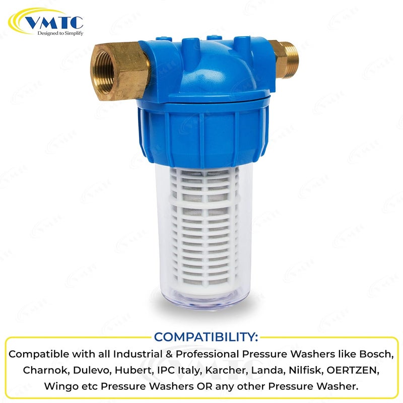 VMTC فلتر مياه جزيئي عالي الضغط للسيارات الصناعية والمحترفة - موصلات نحاسية (M22 ذكر و M22 أنثى)، أزرق - Image 2