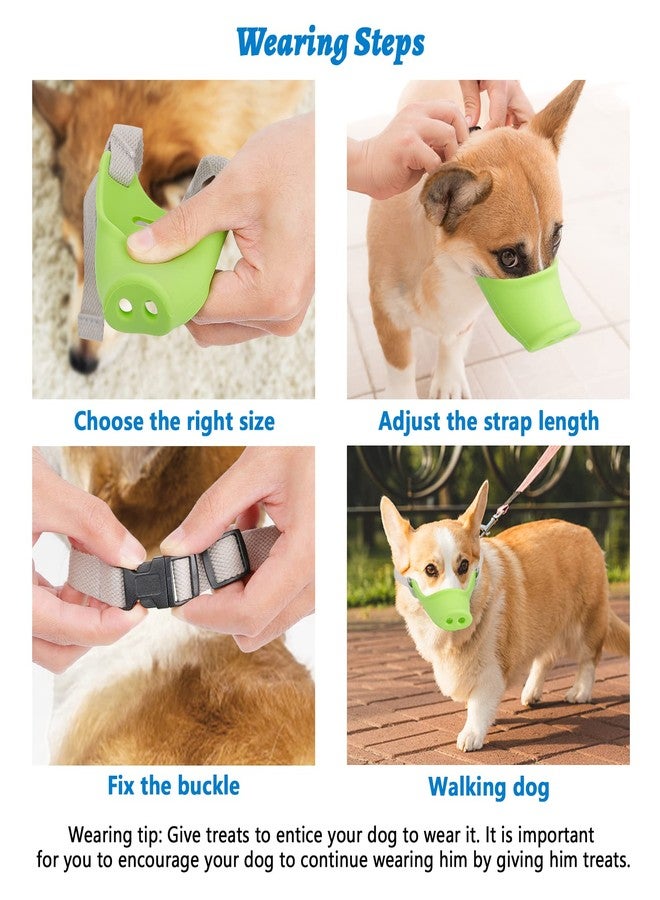 HOWWFALY Silicone Dog Muzzle, Soft Muzzle for Small Medium Dogs Poodle Corgi Dachshund，Pig Mouth Shape Breathable Dog Mouth Covers to Prevent Bite Chew and Call with Adjustable Strap(Green, Medium) - Image 5