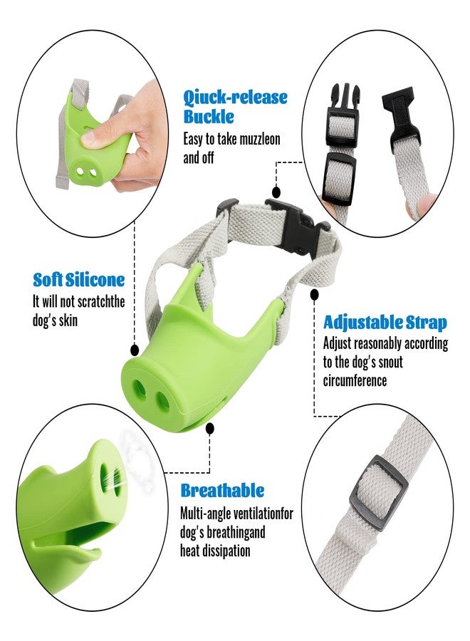 HOWWFALY Silicone Dog Muzzle, Soft Muzzle for Small Medium Dogs Poodle Corgi Dachshund，Pig Mouth Shape Breathable Dog Mouth Covers to Prevent Bite Chew and Call with Adjustable Strap(Green, Medium) - Image 4