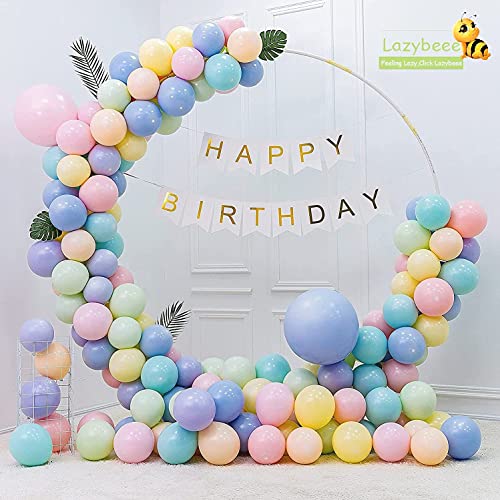 Lazybeee 136 Pcs Multi-Color Pastel Balloons Garland Arch Kit with White Birthday Banner Balloons Baby | Pastel Balloons for Party Birthday Decorations (Multi Pastel Combo) - Image 3