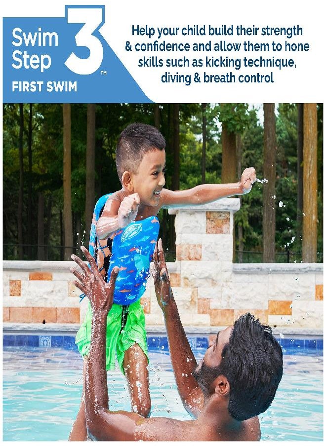 SwimWays SwimWays Power Swimr Outdoor Pool Swim Vest for Kids, Adjustable Kid Pool Float for Swim Training, Medium, Shark  - Image 2
