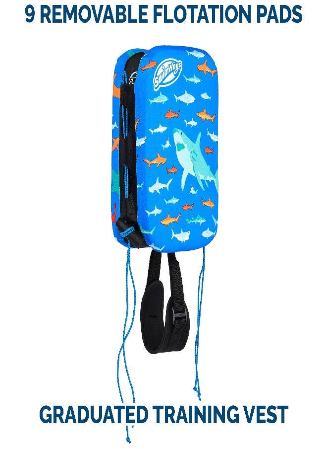 SwimWays SwimWays Power Swimr Outdoor Pool Swim Vest for Kids, Adjustable Kid Pool Float for Swim Training, Medium, Shark  - Image 3