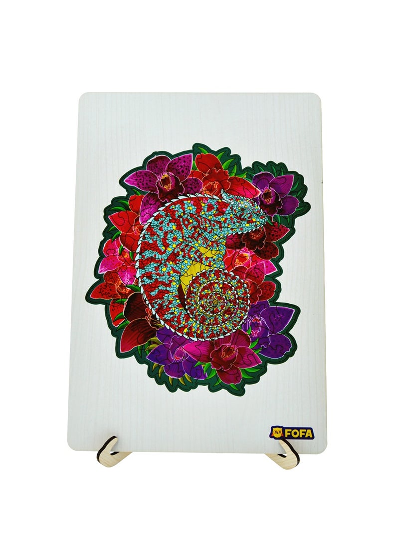 FOFA FOFA Wooden Puzzle Colourful in a frame Chameleon  - Image 1