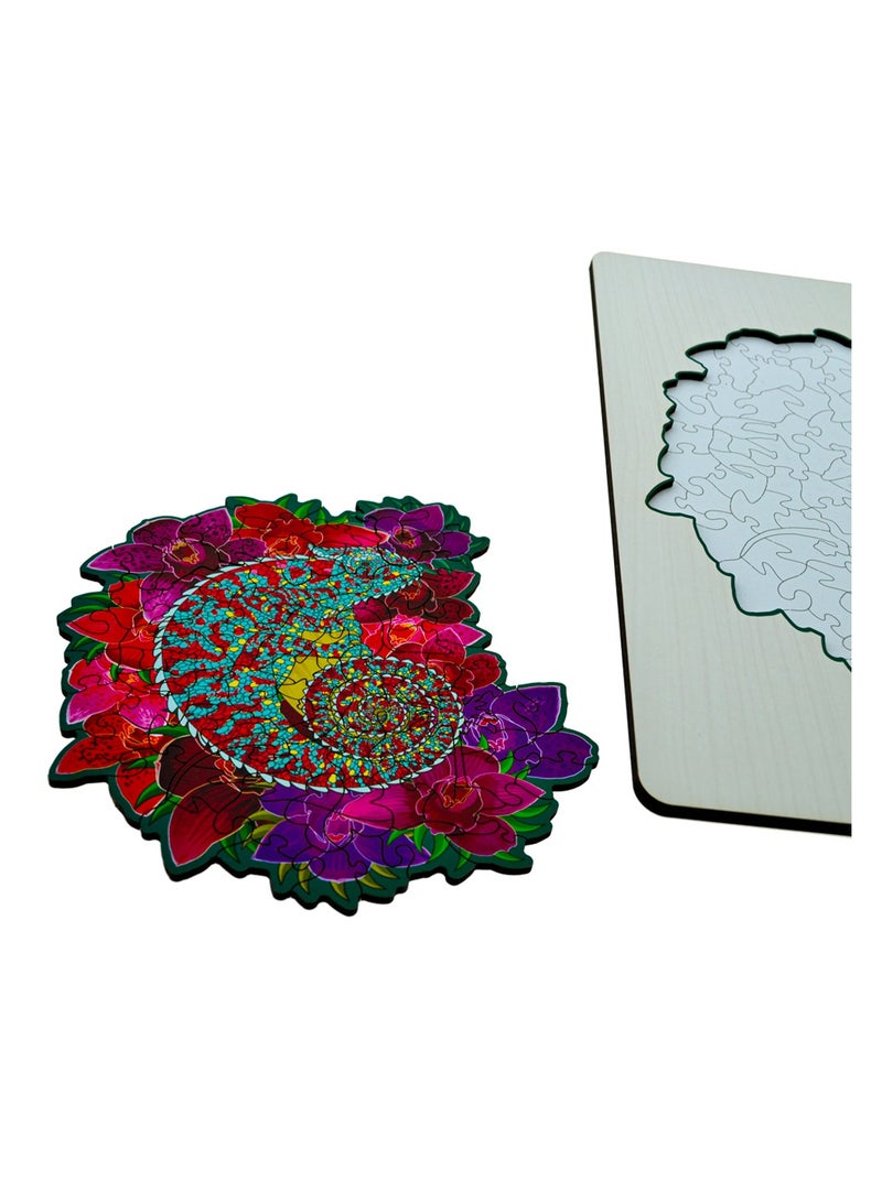 FOFA FOFA Wooden Puzzle Colourful in a frame Chameleon  - Image 4