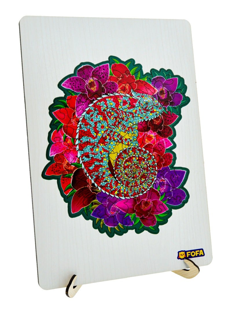 FOFA FOFA Wooden Puzzle Colourful in a frame Chameleon  - Image 2