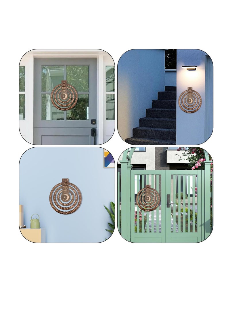 general Rotating perpetual calendars, wooden round perpetual calendars, wall-mounted calendars, retro rustic perpetual calendar discs, wooden calendar blocks, record dates, days and months - Image 4