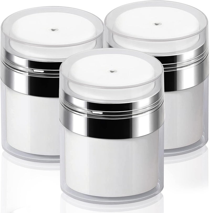 3Pack Airless Pump Jar - 50ml Moisturizer Dispenser, Cream Jar Vacuum Bottle - Airless Cosmetic Pump Containers for Cream, Lotions