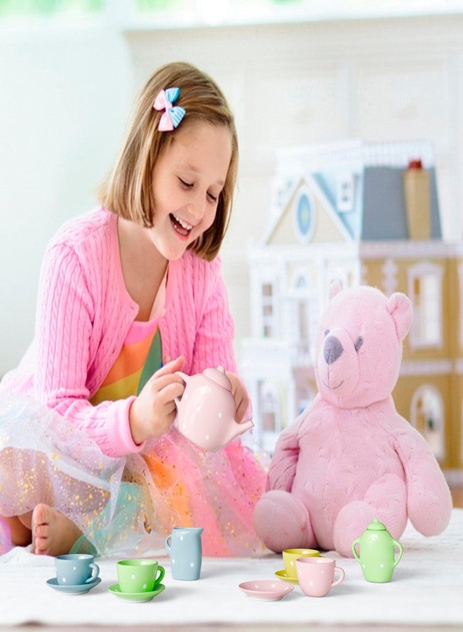Lollipop طقم شاي من البورسلين على شكل مصاصة للفتيات الصغيرات | لعبة حفلة شاي للأطفال مع أكواب وصحون | طقم شاي رائع للفتيات من عمر 4-12 | أكواب شاي بورسلين ساحرة للأطفال - 13 قطعة من أكواب الشاي - Image 3