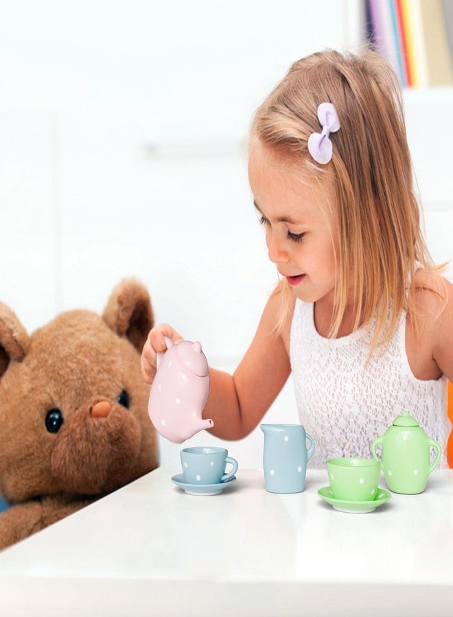 Lollipop طقم شاي من البورسلين على شكل مصاصة للفتيات الصغيرات | لعبة حفلة شاي للأطفال مع أكواب وصحون | طقم شاي رائع للفتيات من عمر 4-12 | أكواب شاي بورسلين ساحرة للأطفال - 13 قطعة من أكواب الشاي - Image 5