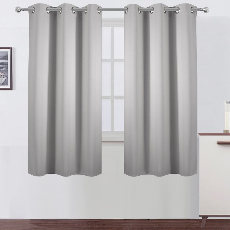 LEMOMO Light Grey Blackout Curtains 38 x 63 Inch LengthSet of 2 Curtain PanelsThermal Insulated Room Darkening Blackout Curtains for Bedroom