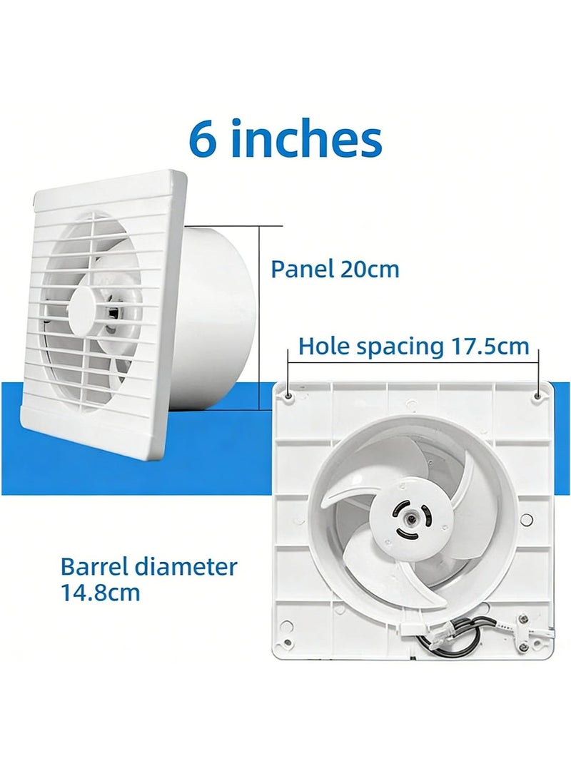 سيسلي مروحة شفط جدارية مقاس 6 بوصات، عالية السرعة، تدفق هواء قوي، منخفضة الضوضاء، لشفط الدخان في المطبخ والحمام، بقوة 30 واط - Image 2