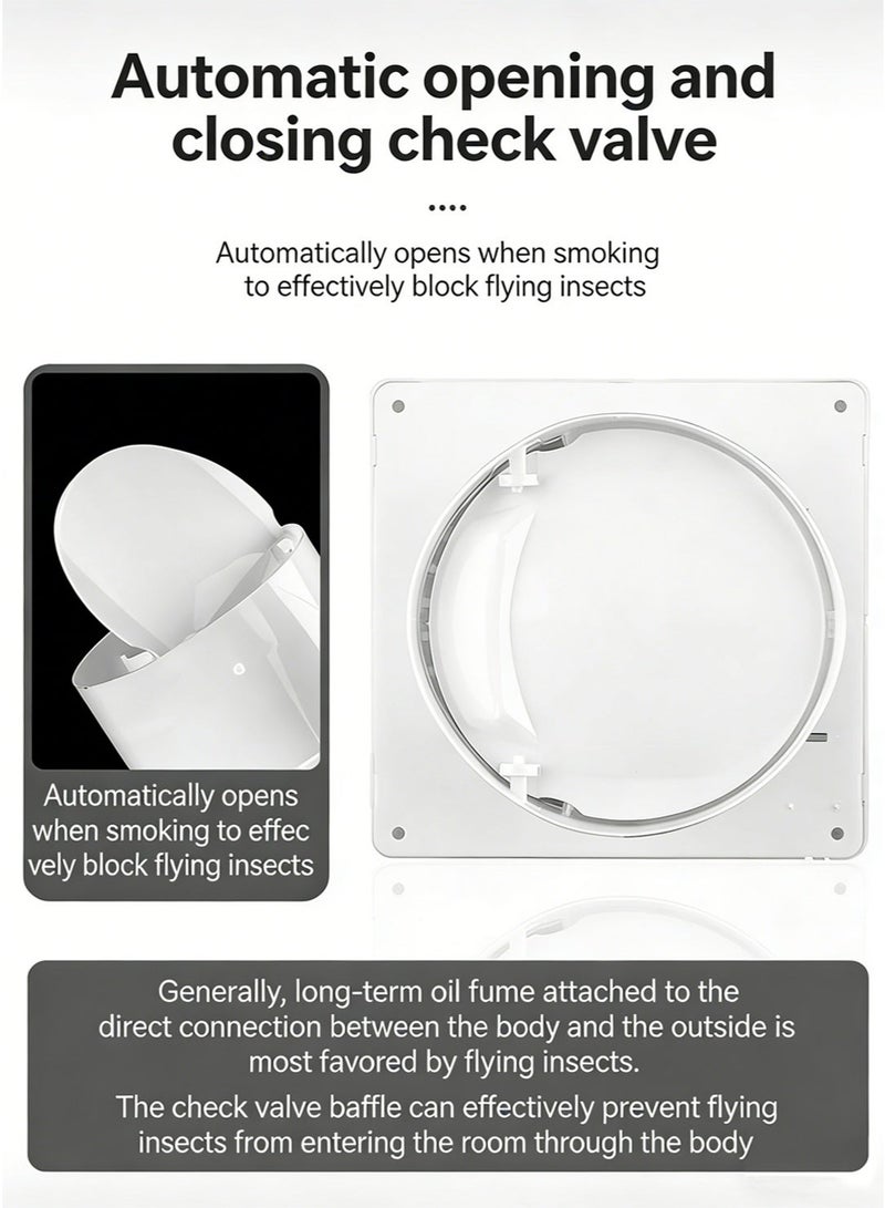 سيسلي مروحة شفط جدارية مقاس 6 بوصات، عالية السرعة، تدفق هواء قوي، منخفضة الضوضاء، لشفط الدخان في المطبخ والحمام، بقوة 30 واط - Image 5