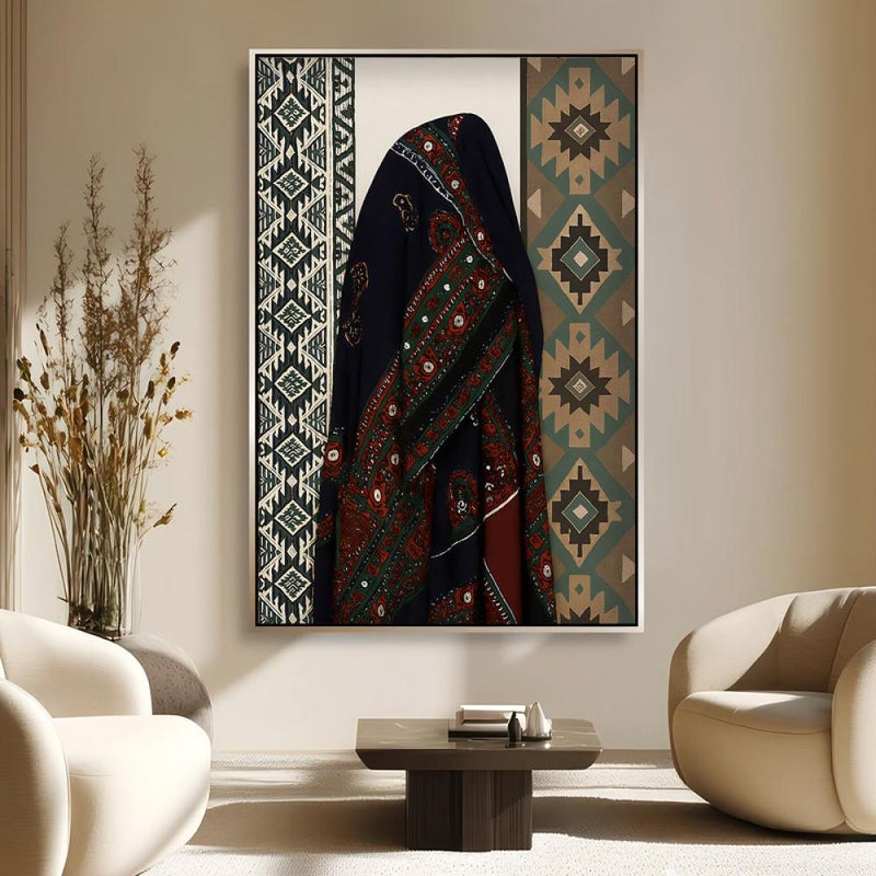 ماركتنا لوحة قماشية بتصميم الفن النجدي مع برواز مجوف مقاس (40×60) قطعة واحدة - Image 3