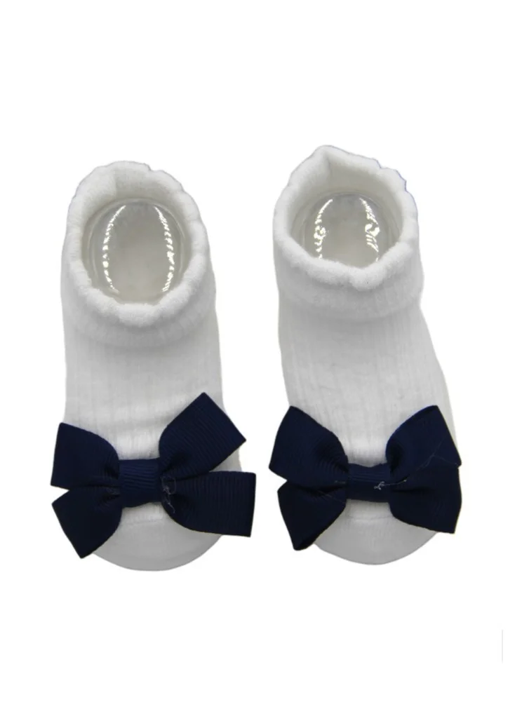 Bambimici Bambimici - Aaliyah Socks & Cute Ribbon Big Bow Headband Set - Navy Blue