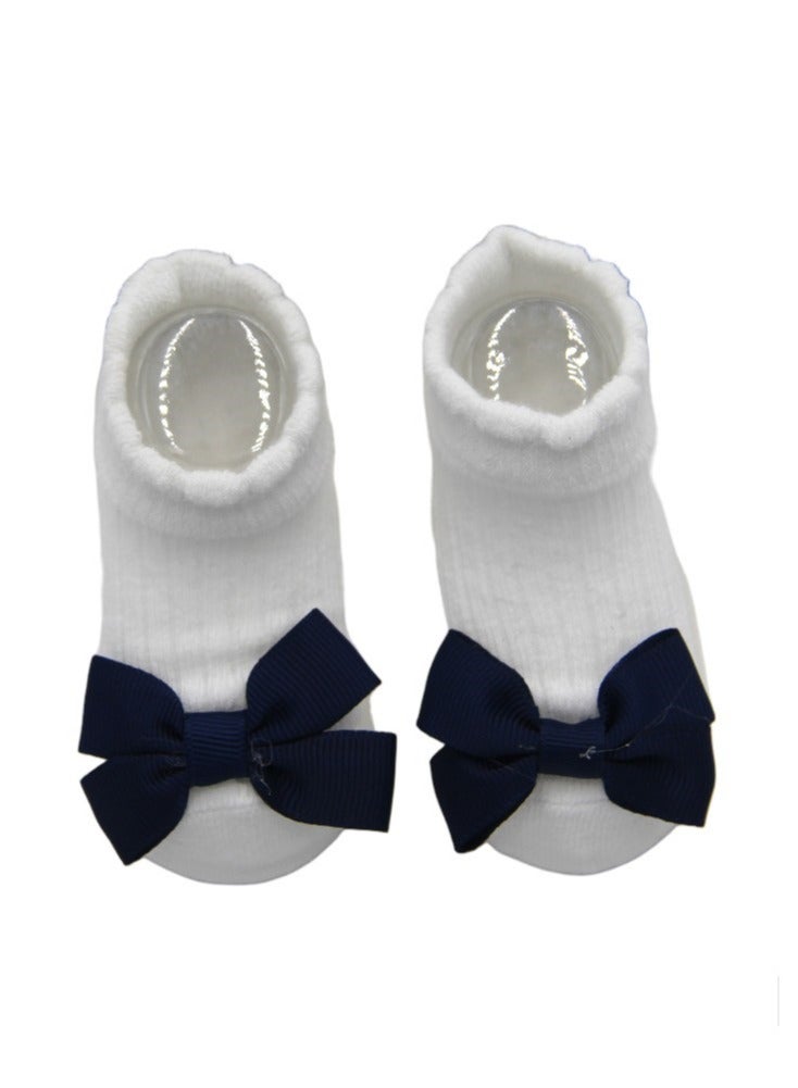 Bambimici Aaliyah Socks & Cute Ribbon Big Bow Headband Set Navy Blue - Image 2