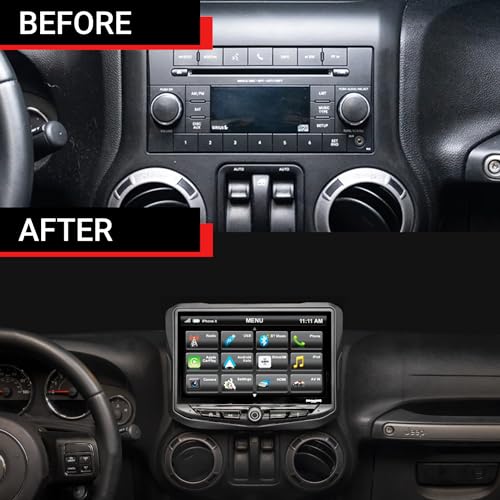 Stinger HEIGH10 10.1" Jeep Wrangler JK (2011-2018) Flush Stereo Radio Complete Kit Touchscreen, Certified CarPlay/Android Auto, Off-Road Gauges, Bluetooth, 4 Cam Inputs, HDMI, OEM Features - Image 4