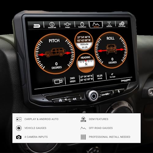 Stinger HEIGH10 10.1" Jeep Wrangler JK (2011-2018) Flush Stereo Radio Complete Kit Touchscreen, Certified CarPlay/Android Auto, Off-Road Gauges, Bluetooth, 4 Cam Inputs, HDMI, OEM Features - Image 2