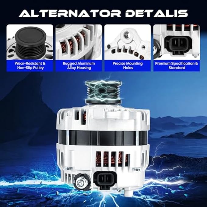 SEHNSUCHT Alternator Replacement New Compatible with Nissan Altima 2.5L 2002-2006, for Nissan Sentra 2.5L 2002-2006, 12V, CW, 110Amp, IR/IF, Replace for 23100-8J000, 23100-ZB00CRE - Image 2