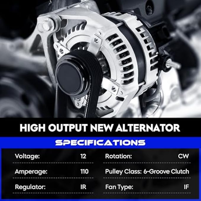 SEHNSUCHT Alternator Replacement New Compatible with Nissan Altima 2.5L 2002-2006, for Nissan Sentra 2.5L 2002-2006, 12V, CW, 110Amp, IR/IF, Replace for 23100-8J000, 23100-ZB00CRE - Image 4