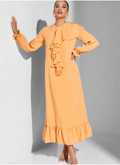 Namshi x Modanisa Waterfall Trim Ruffle Hem Dress  - Image 1