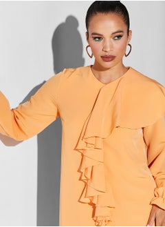 Namshi x Modanisa Waterfall Trim Ruffle Hem Dress  - Image 3