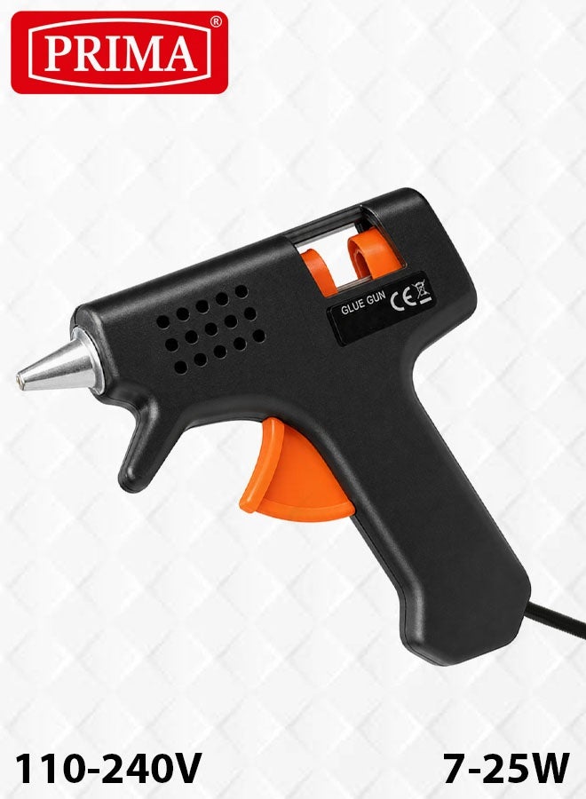 PRIMA Mini Hot Melt Glue Gun 7-25W, 110-240V Electric Glue Gun for DIY Crafts, Quick Heating Glue Stick Gun for Wood, Plastic, Fabric, Paper, Cardboard, Ceramic, Home Repairs, School Projects and Hobby Use ERPC PR-7W-25W - Image 1