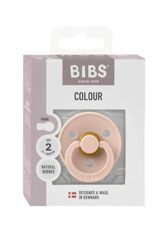 BIBS Colour Baby Pacifier, Latex Round Nipple, Size 2, 6-18 Months, Blush, 1 Pieces