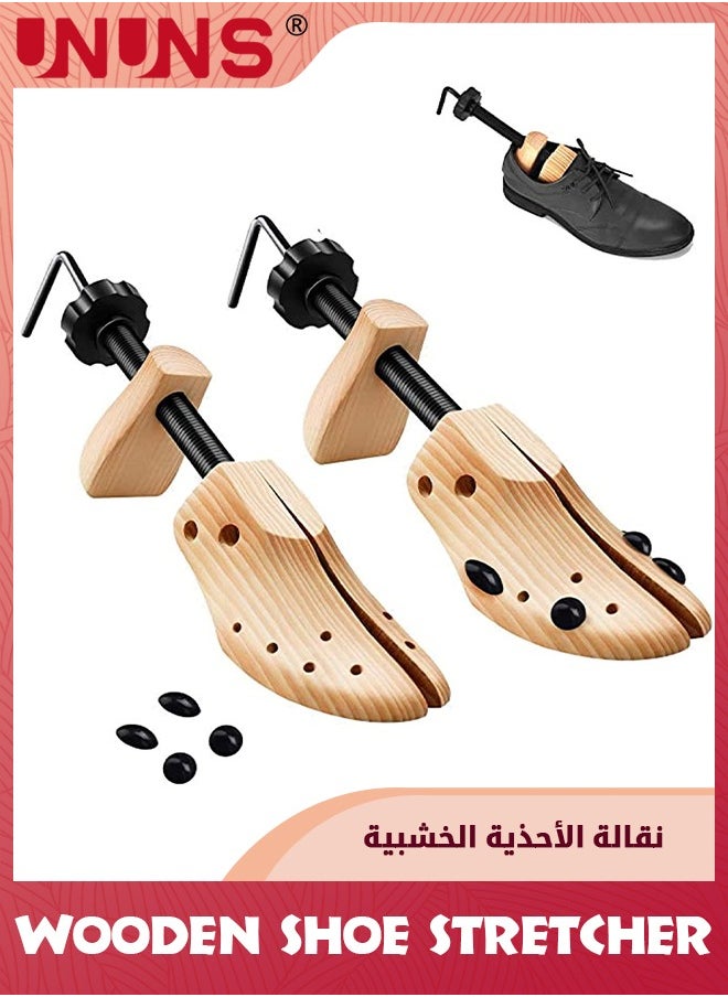 UNUNS Shoe Stretcher,1 Pair/2 Pcs Shoe Tree Stretcher,Women Men's Shoe Widener,Deluxe Wooden Shoe Tree Logy Expander,Adjustable Length And Width Shoe Tree For Wide Feet,Mall/Family Daily Use,Wood  - Image 1