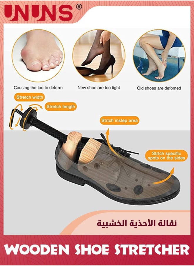 UNUNS Shoe Stretcher,1 Pair/2 Pcs Shoe Tree Stretcher,Women Men's Shoe Widener,Deluxe Wooden Shoe Tree Logy Expander,Adjustable Length And Width Shoe Tree For Wide Feet,Mall/Family Daily Use,Wood  - Image 4