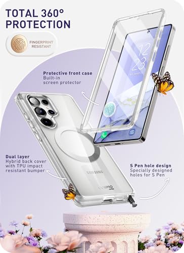 I-blason iBlason Clear Case for Samsung Galaxy S25 Ultra Case MagSafe with Builtin Screen Protector Support Wireless Charger FullBody Slim Fit Style Magnetic Phone Case for S25 Ultra Clear - Image 3