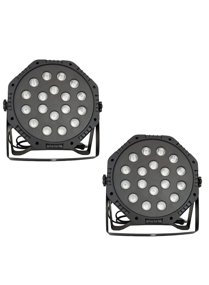Yuwell 2 Pcs RGB Stage Lighting 18 LED Dj Par Lights Uplighting For Events Diverse Lighting Modes Supported DMX512 Sound Activated Master-Slave Auto-Run Mode RGB Disco Par Light For Wedding Party And Concert - Image 1