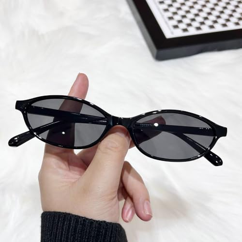 KUGUAOK Retro Oval Sunglasses for Women 90s Design Small Cat Eye Sun Glasses UV Protection Y2k Trendy Narrow Shades - Image 5