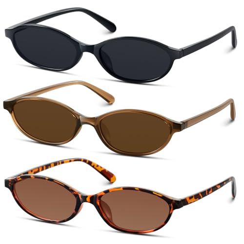 KUGUAOK Retro Oval Sunglasses for Women 90s Design Small Cat Eye Sun Glasses UV Protection Y2k Trendy Narrow Shades - Image 1