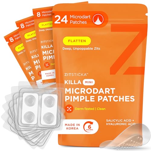 ZitSticka Killa Pimple Patches for Face Worlds Most Potent Pimple Patch with FastActing Microdarts Starts Working within 26 Hours for Deep EarlyStage Zits Mini 24 Count