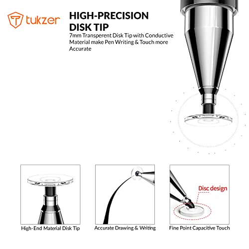 Tukzer Universal Replacement Disc Tips for Capacitive Stylus Pen| High Precision Round Shape 7mm Transparent Replaceable Tip for Mobile, Tablet, iPad, Touch Screen Devices, Writing, Drawing (Pack 5) - Image 4