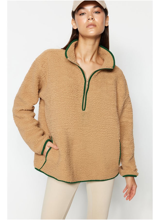 trendyol Camel Plush Sports Sweatshirt THMAW23SW00021  - Image 1