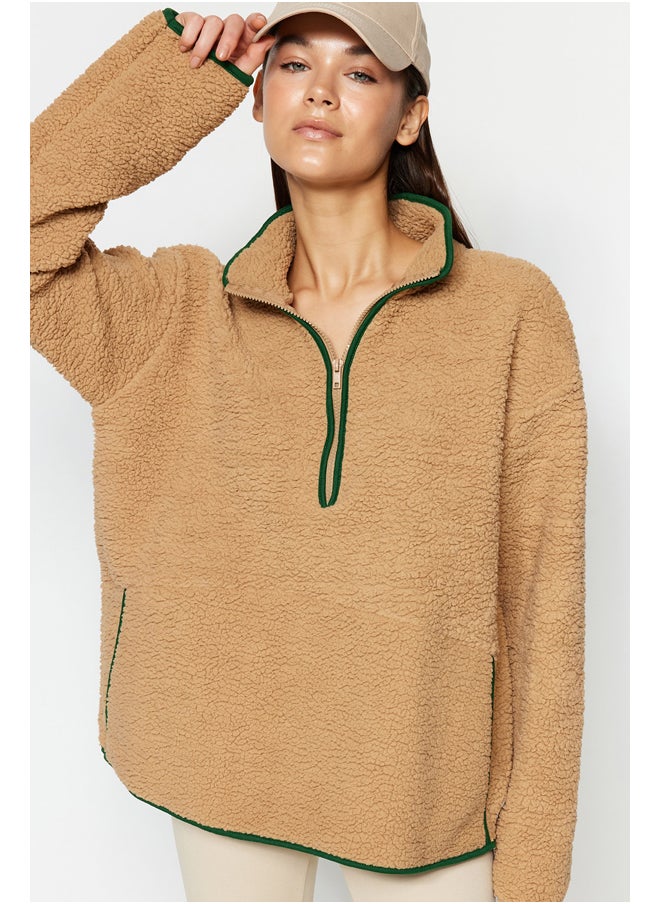 trendyol Camel Plush Sports Sweatshirt THMAW23SW00021  - Image 2