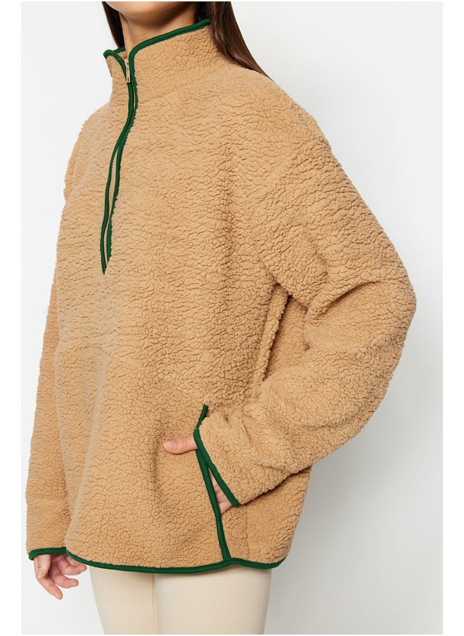 trendyol Camel Plush Sports Sweatshirt THMAW23SW00021  - Image 4