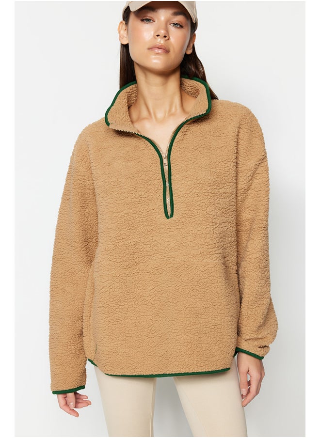 trendyol Camel Plush Sports Sweatshirt THMAW23SW00021  - Image 3