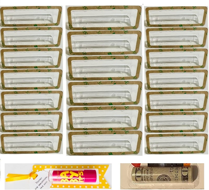 FABULWAY 60 قطعة من حاملات بطاقات النقود، أكياس بلاستيكية شفافة على شكل قبة مع شريط لاصق، حاملات بطاقات النقود القابلة للتصميم الذاتي (60 قطعة). - Image 1