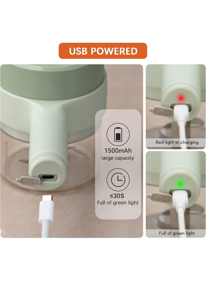 Fajia Fajia 4 in 1 Handheld Electric Food Chopper Wireless Vegetable Cutter Set Vegetable Chopper and Meat grinder with USB Powered for Kitchen Cooking-1 Pack  - Image 2