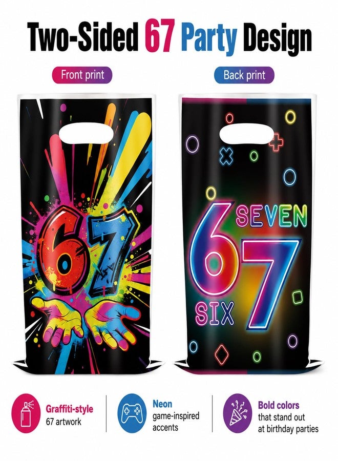 AETUXU 30Pack 67 Birthday Decorations Favor Bags,67 Themed Reusable Goodie Bags for 6 7 Birthday Decorations,Double-Sided Rainbow Design. - Image 3