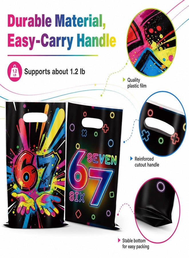 AETUXU 30Pack 67 Birthday Decorations Favor Bags,67 Themed Reusable Goodie Bags for 6 7 Birthday Decorations,Double-Sided Rainbow Design. - Image 2