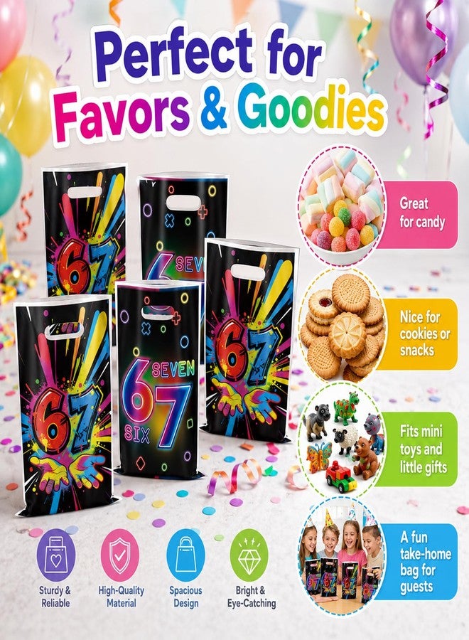 AETUXU 30Pack 67 Birthday Decorations Favor Bags,67 Themed Reusable Goodie Bags for 6 7 Birthday Decorations,Double-Sided Rainbow Design. - Image 4