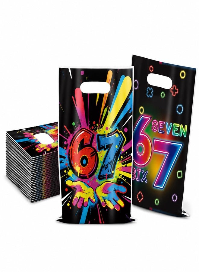 AETUXU 30Pack 67 Birthday Decorations Favor Bags,67 Themed Reusable Goodie Bags for 6 7 Birthday Decorations,Double-Sided Rainbow Design. - Image 1