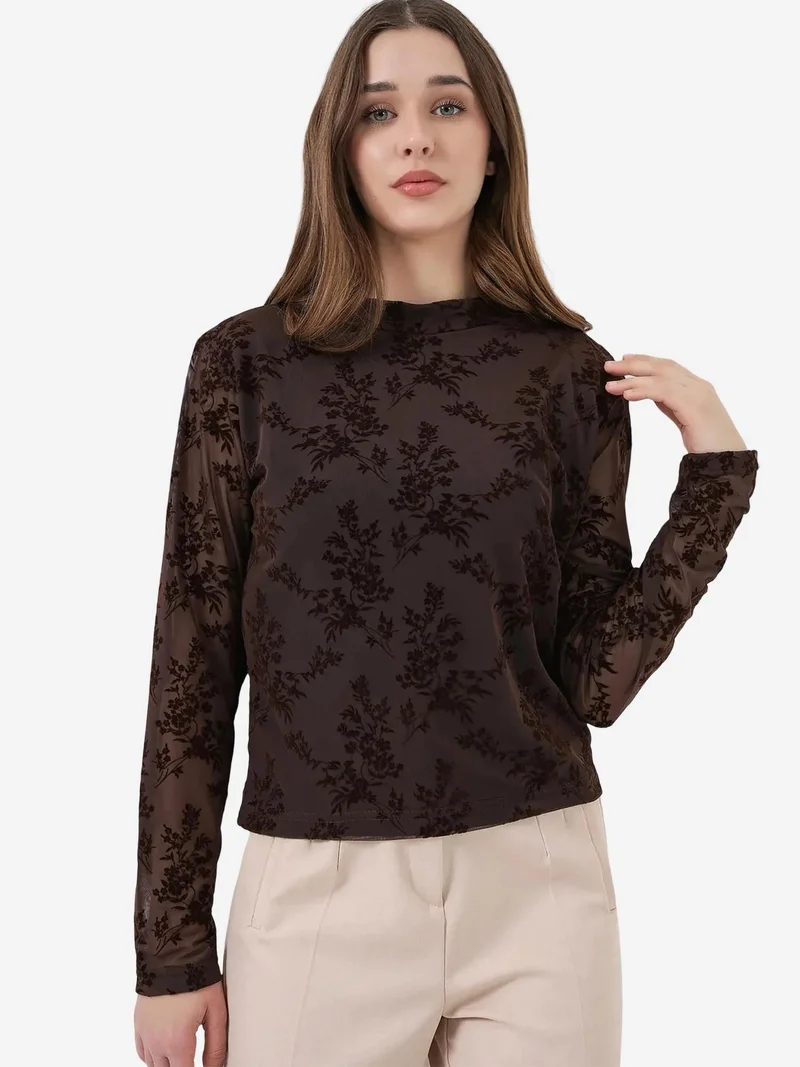 بيغ دارت BDART Flocked Print Crew Neck Blouse