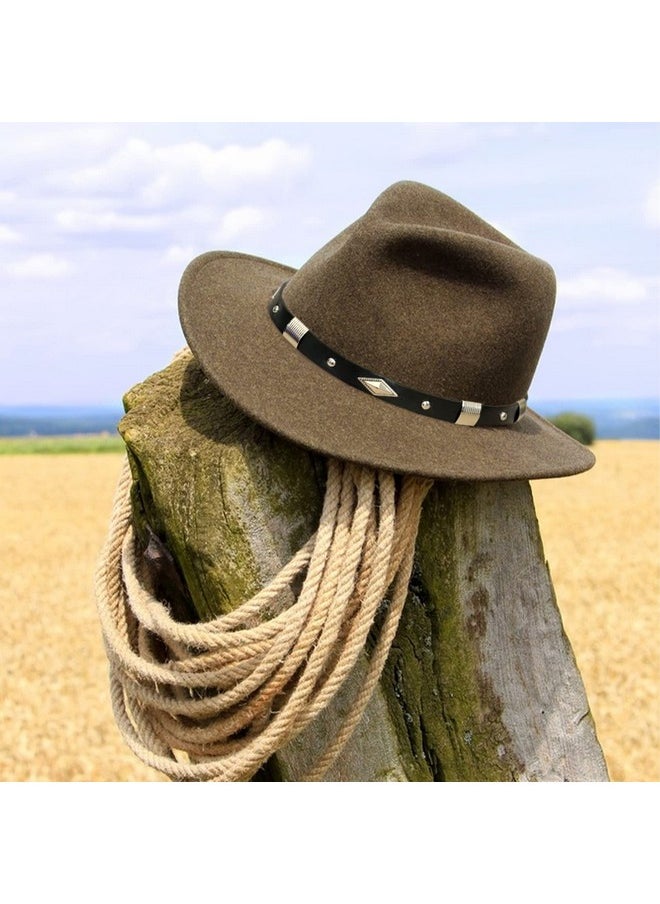 RainFlowwer - Hat Band For Cowboy Hat, Classic Elastic Hat Belt For Women Cowgirl Hat Fedora Panama Hat Black 23.6 Inch Circumference Nonadjustable - Image 1
