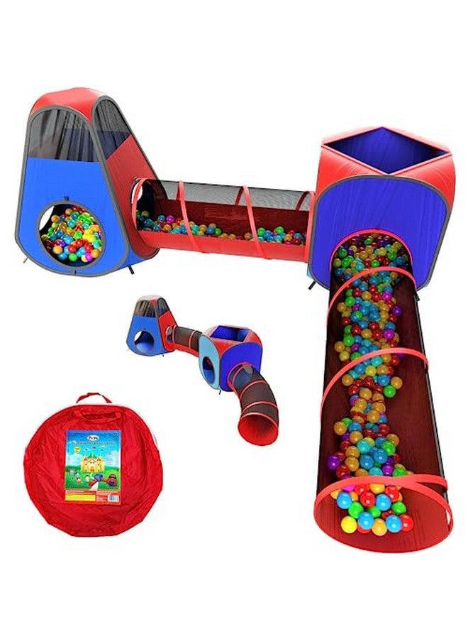 Playz 4Pc Pop Up Children Play Tent W/ 2 Crawl Tunnel & 2 Tents Kids Tents For Boys Girls Babies & Toddlers For Indoor & Outdoor Large Children Playhouse Ball Pit W/Storage Case  - Image 1